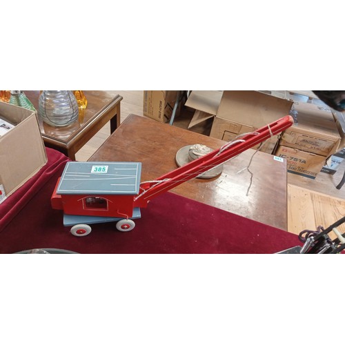 385 - Vintage wooden toy crane