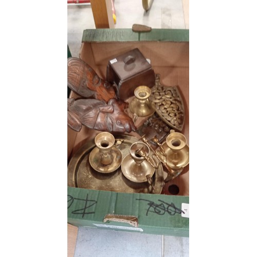 407 - 2 Boxes of brass and other curios