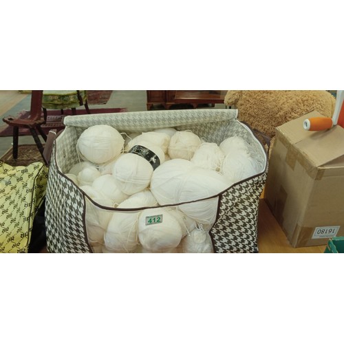 412 - Large bag of white wool