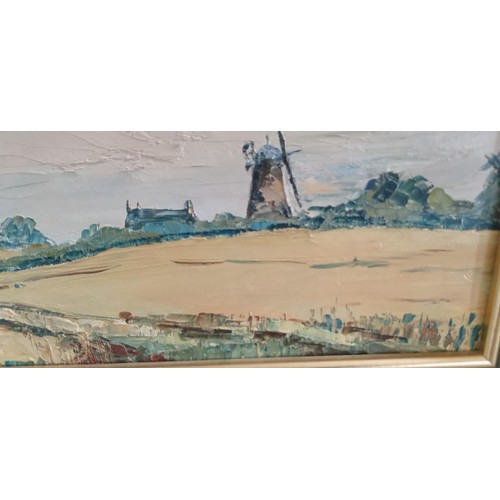 2A - Framed oil painting by W Ferguson 'Barnack Windmill Rutland' More details in the images.