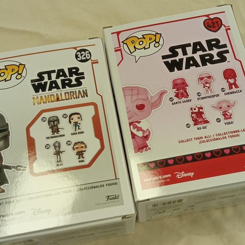 2 - Funko Pop/ bobble head Star Wars #326 & #421 'The Mandalorian' plus 'Yoda' brand new never opened