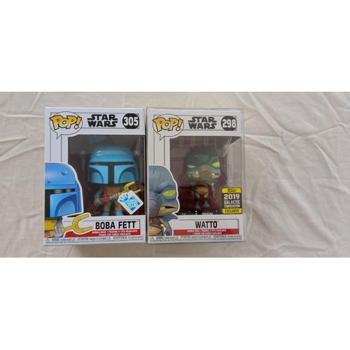 13 - Funko Pop/ bobble head Star Wars #298 & #305 Watto 2019 Galactic convention exclusive plus Boba Fett... 