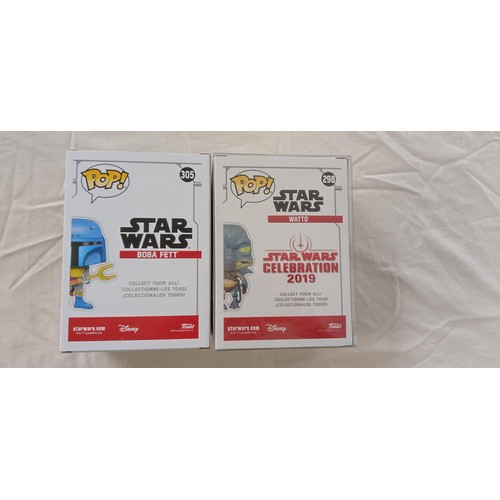 13 - Funko Pop/ bobble head Star Wars #298 & #305 Watto 2019 Galactic convention exclusive plus Boba Fett... 