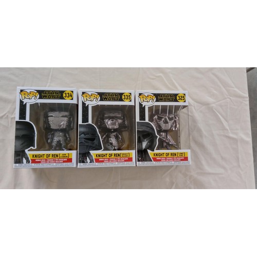 16 - Funko Pop/ bobble head Star Wars #335, #325 & #324 Knight of Ren, (Heavy Blade Long Axe & Armed Cann... 