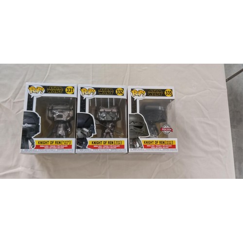 17 - Funko Pop/ bobble head Star Wars #331, #332 & #335 Knight of Ren (Blaster Rifle, War Club & Special ... 