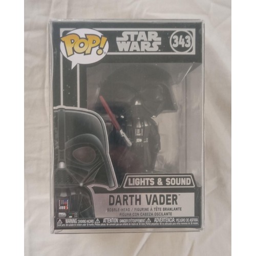 18 - Funko Pop/ bobble head Star Wars #343 Darth Vadar light & Sounds in sealed plastic container