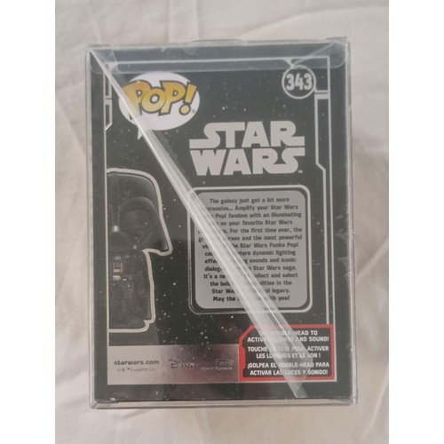 18 - Funko Pop/ bobble head Star Wars #343 Darth Vadar light & Sounds in sealed plastic container