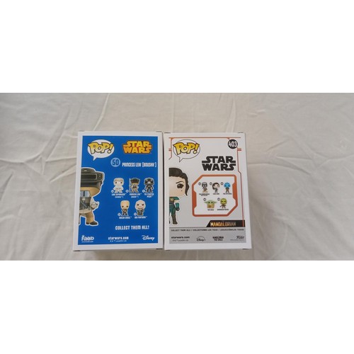 20 - Funko Pop/ bobble head Star Wars #50 & #403 Princess Leia (boushh & Cara Dune)