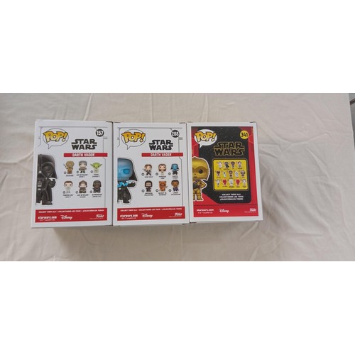 23 - Funko Pop/ bobble head Star Wars #157, #288, #341 Dart Vadar special edition, Darth Vadar & C-3PO