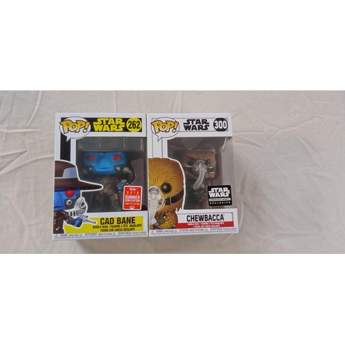 24 - Funko Pop/ bobble head Star Wars #262 & #300 Cad bane 2018 summer convention limited edition & Chewb... 