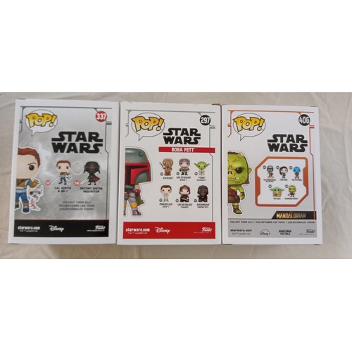 34 - Funko Pop/ bobble head Star Wars #297, #337 & #406 Boba Fett Limited Edition, Cal Kestis & BD1 plus ... 