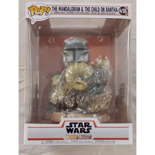 47 - Funko Pop/ bobble head Star Wars #416 Mandalorian & the child on bantha