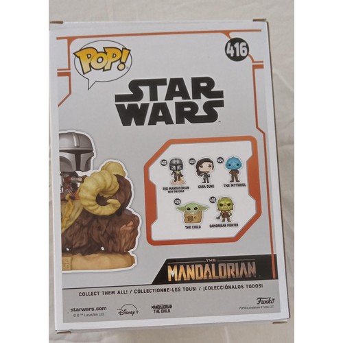 47 - Funko Pop/ bobble head Star Wars #416 Mandalorian & the child on bantha