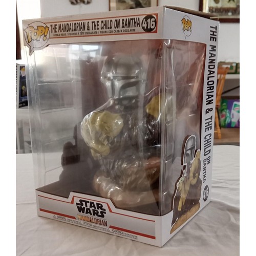 47 - Funko Pop/ bobble head Star Wars #416 Mandalorian & the child on bantha