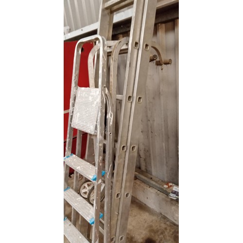 6 - Alloy ladders with roof bars plus step ladder