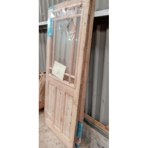 12 - 6 panel knotty pine door and 3 panel etched glazed door 1981mm H 838 W 34mm D