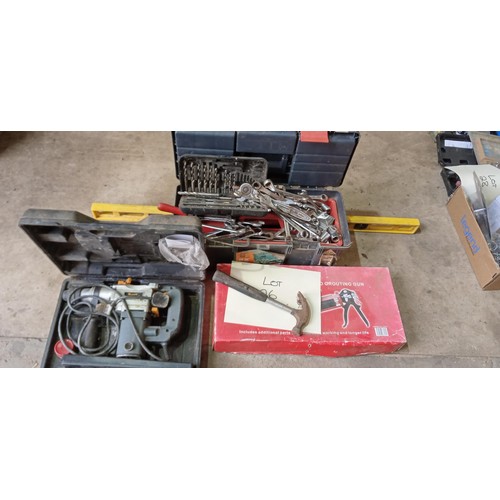 26 - Toolbox with tools, hammer drill and grouting gun