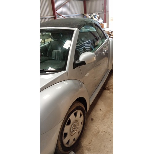 38 - 2004 Volkswagen Beetle Cabriolet convertible 1.9 TDI silver V5 is present, has been stored in a barn... 