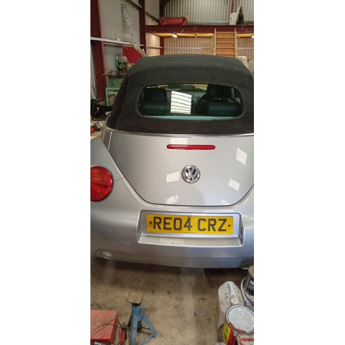 38 - 2004 Volkswagen Beetle Cabriolet convertible 1.9 TDI silver V5 is present, has been stored in a barn... 