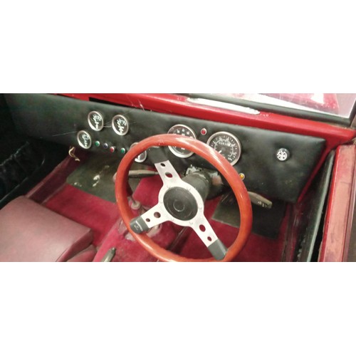 40 - Pilgrim sports 1.6 petrol kit car red, V5 present. Has been stored in a barn. 10% COMMISSION ON THIS... 