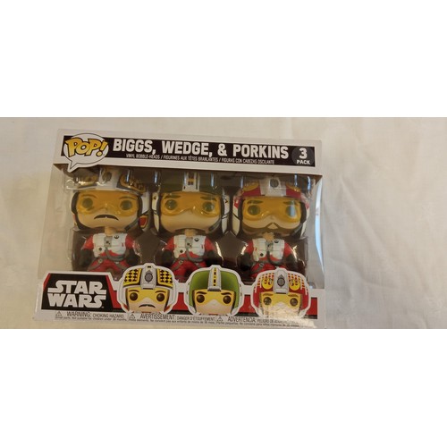 61 - Funko Pop/ bobble head Star Wars Biggs, Wedge & Porkins 3 pack