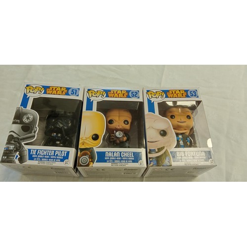 66 - Funko Pop/ bobble head Star Wars #51, #52 & #53 The Fighter Pilot, Nalan Cheel & Bib Fortuna