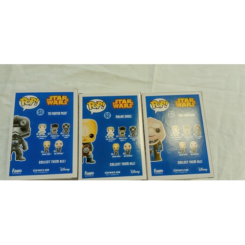 66 - Funko Pop/ bobble head Star Wars #51, #52 & #53 The Fighter Pilot, Nalan Cheel & Bib Fortuna