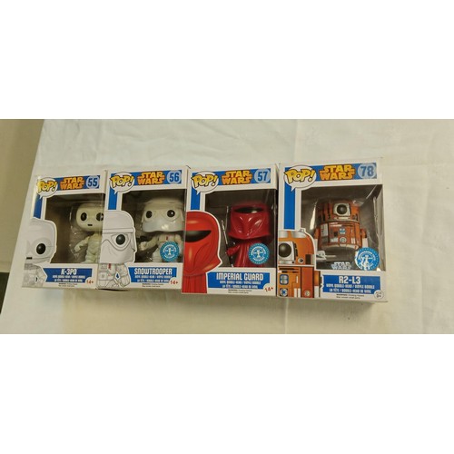 68 - Funko Pop/ bobble head Star Wars #55, #56, #57 & #78 K-3PO, Snowtrooper, Imperial Guard & R2-L3