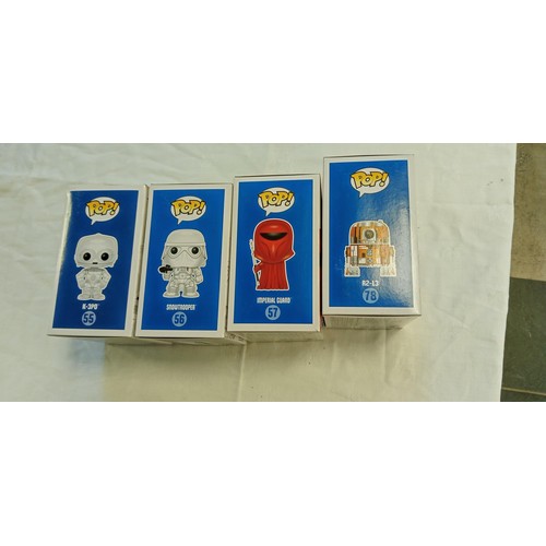 68 - Funko Pop/ bobble head Star Wars #55, #56, #57 & #78 K-3PO, Snowtrooper, Imperial Guard & R2-L3