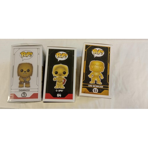 70 - Funko Pop/ bobble head #63, #64 & #93 Star Wars Chewbacca 2019 Galactic convention exclusive, C-3PO ... 