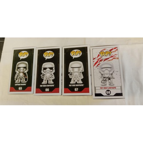 72 - Funko Pop/ bobble head Star Wars #65, #66, #67 & #68.  Captain Phasma, First Order Stormtrooper, Fir... 