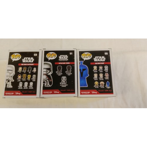 73 - Funko Pop/ bobble head Star Wars #68, #91 & #98 First Order Flametrooper, Captain Phasma (Chrome) & ... 