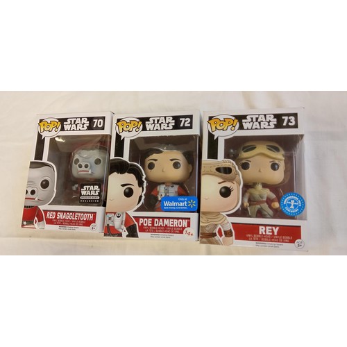 77 - Funko Pop/ bobble head Star Wars #70, #72 & #73 Red Snaggletooth Star Wars smugglers bounty exclusiv... 