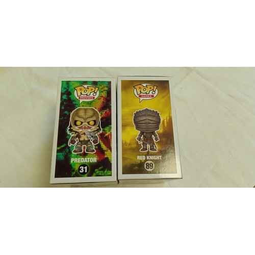 79 - Funko Pop/ bobble head Pop Movies & Pop Games #31 & #89 Predator & Dark Souls III Red Knight