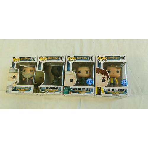 81 - Funko Pop/ bobble head Harry Potter #15, #18, #19 & #20 Albus Dumbledore, Dementor, Draco Malfoy & C... 