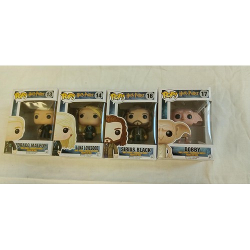 83 - Funko Pop/ bobble head Harry Potter #13, #14, #16 & #17 Draco Malfoy, Luna Lovegood, Sirius Black & ... 