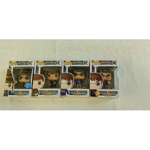 84 - Funko Pop/ bobble head Harry Potter, #21, #22, #26 & #27 Harry Potter, Neville Longbottom, Harry Pot... 