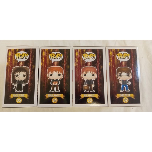 86 - Funko Pop/ bobble head Harry Potter #32, #33, #34 & #35 Harry Potter, Fred Weasley, George Weasley &... 