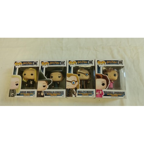 87 - Funko Pop/ bobble head Harry Potter #36, #37, #38, #39 Lucius Malfoy, Minerva McGonagall, Mad-eye Mo... 