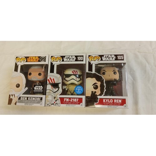 88 - Funko Pop/ bobble head Star Wars #99, #100 & #105 Ben Kenobi Star Wars smugglers bounty exclusive, F... 