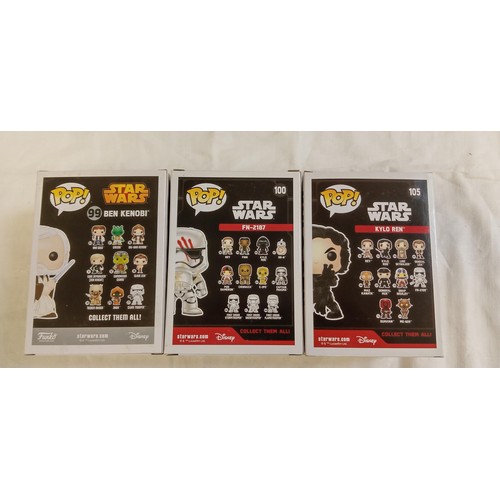 88 - Funko Pop/ bobble head Star Wars #99, #100 & #105 Ben Kenobi Star Wars smugglers bounty exclusive, F... 