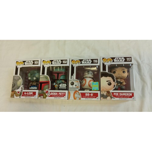 89 - Funko Pop/ bobble head Star Wars #101, #102, #116 & #117 4-Lom Europe 2016 Star Wars celebration, Bo... 