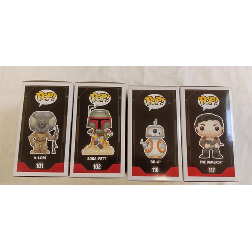 89 - Funko Pop/ bobble head Star Wars #101, #102, #116 & #117 4-Lom Europe 2016 Star Wars celebration, Bo... 