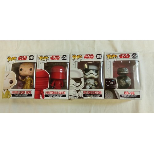 97 - Funko Pop/ bobble head Star Wars #199, #200, #201 & #202 Supreme Leader Snoke, Praetorian Guard, Fir... 