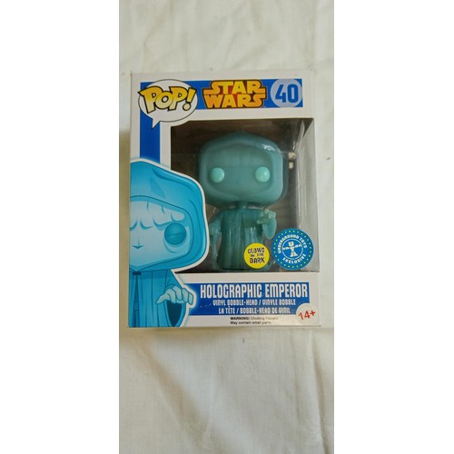 117 - Funko Pop/ bobble head Star Wars #40 Holographic Emperor glows in the dark underground toys exclusiv... 