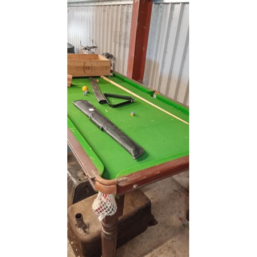 77 - Snooker billiard table with top and accessories by H. Melmes & Co Glasgow measures 6'4 x 3'4 approx.