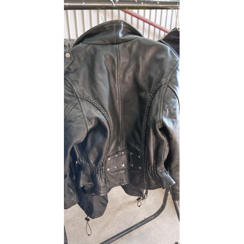 88 - Genuine leather ladies motorbike jacket size M plus Oxford rainseal size M ladies motorbike jacket