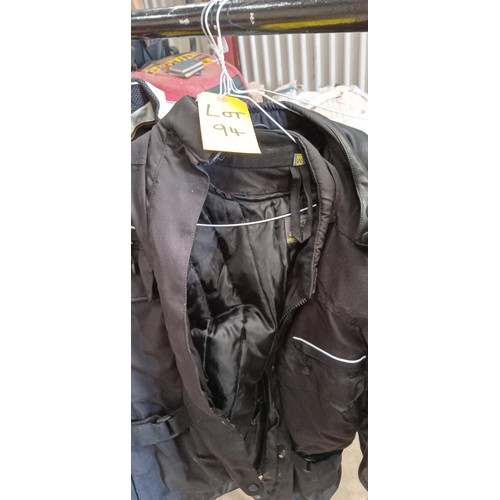 94 - Advanced experienced size M with body armour motorbike jacket plus leather jacket size M with body a... 