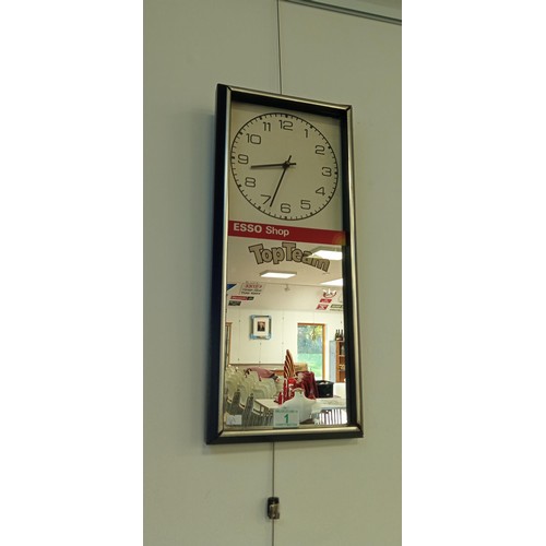 1 - Vintage circa 1970 Esso Shop Top Team clock and mirror