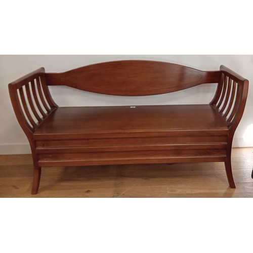 6 - Wooden bench with arm rest and mouldings